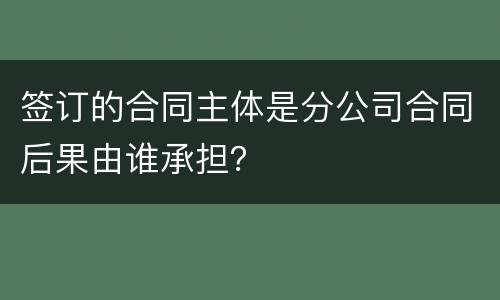 签订的合同主体是分公司合同后果由谁承担？