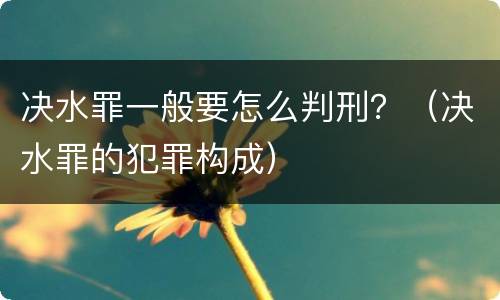 决水罪一般要怎么判刑？（决水罪的犯罪构成）