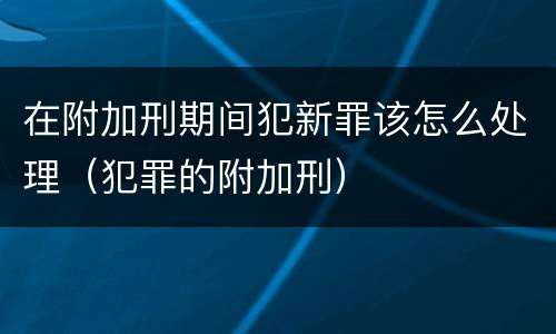 在附加刑期间犯新罪该怎么处理（犯罪的附加刑）