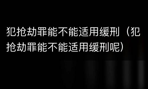 犯抢劫罪能不能适用缓刑（犯抢劫罪能不能适用缓刑呢）