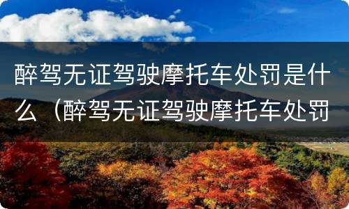 醉驾无证驾驶摩托车处罚是什么（醉驾无证驾驶摩托车处罚是什么标准）