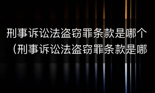 刑事诉讼法盗窃罪条款是哪个（刑事诉讼法盗窃罪条款是哪个法律规定）