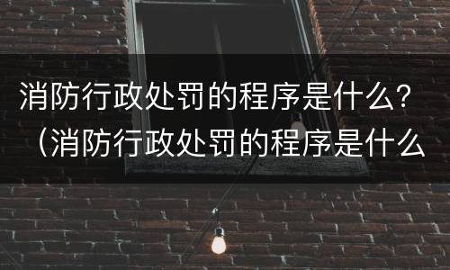 消防行政处罚的程序是什么？（消防行政处罚的程序是什么规定）
