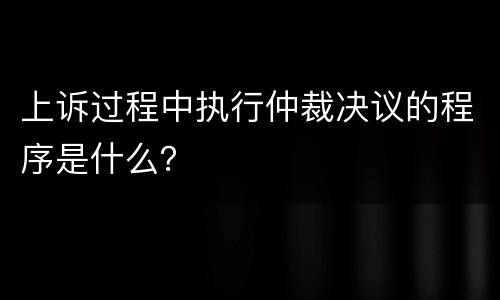 上诉过程中执行仲裁决议的程序是什么？