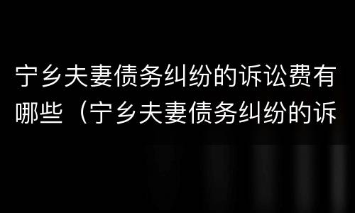 宁乡夫妻债务纠纷的诉讼费有哪些（宁乡夫妻债务纠纷的诉讼费有哪些项目）