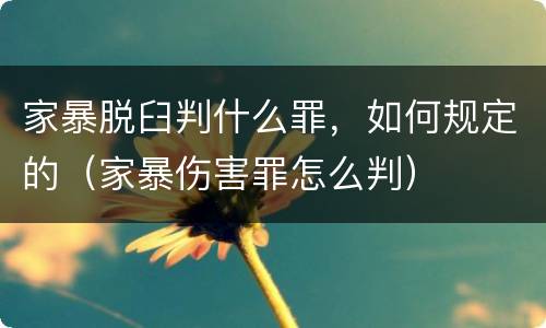 家暴脱臼判什么罪，如何规定的（家暴伤害罪怎么判）