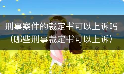 刑事案件的裁定书可以上诉吗（哪些刑事裁定书可以上诉）