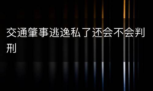 交通肇事逃逸私了还会不会判刑