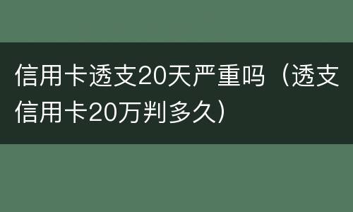 信用卡透支20天严重吗（透支信用卡20万判多久）