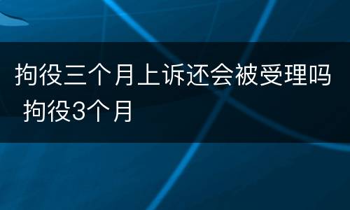 拘役三个月上诉还会被受理吗 拘役3个月