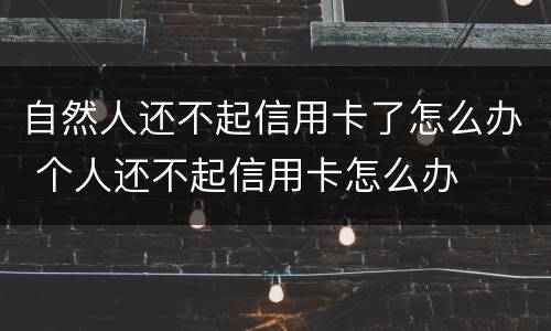 自然人还不起信用卡了怎么办 个人还不起信用卡怎么办