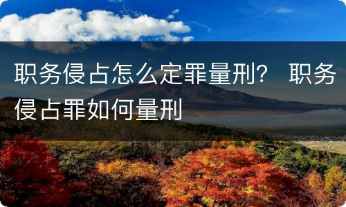 职务侵占怎么定罪量刑？ 职务侵占罪如何量刑
