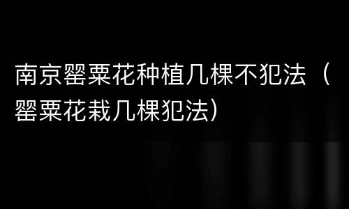 南京罂粟花种植几棵不犯法（罂粟花栽几棵犯法）