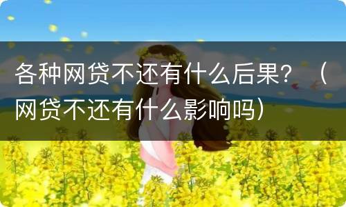 各种网贷不还有什么后果？（网贷不还有什么影响吗）