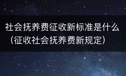 社会抚养费征收新标准是什么（征收社会抚养费新规定）