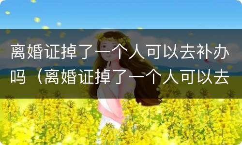离婚证掉了一个人可以去补办吗（离婚证掉了一个人可以去补办吗?）