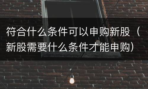 符合什么条件可以申购新股（新股需要什么条件才能申购）