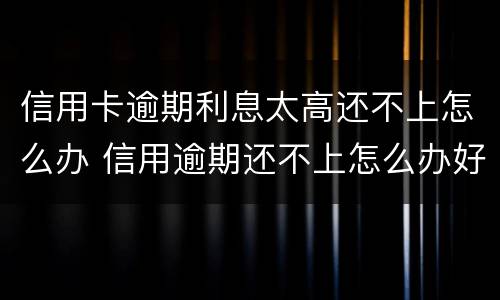 信用卡逾期利息太高还不上怎么办 信用逾期还不上怎么办好呢