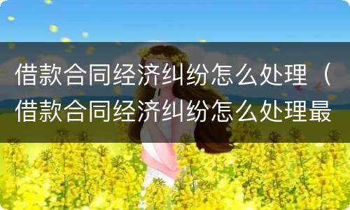 借款合同经济纠纷怎么处理（借款合同经济纠纷怎么处理最有效）