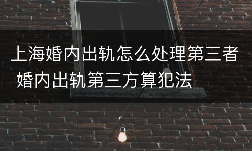 上海婚内出轨怎么处理第三者 婚内出轨第三方算犯法