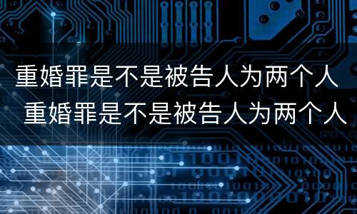 重婚罪是不是被告人为两个人 重婚罪是不是被告人为两个人所得