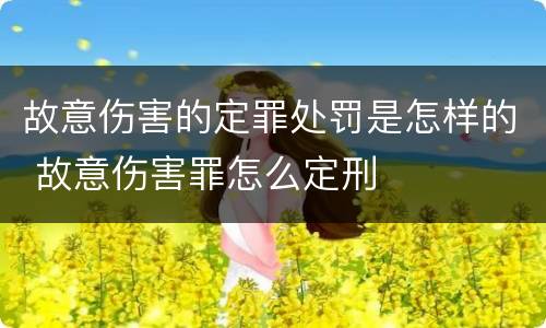 故意伤害的定罪处罚是怎样的 故意伤害罪怎么定刑
