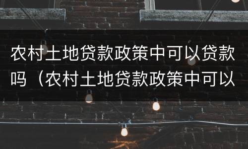 农村土地贷款政策中可以贷款吗（农村土地贷款政策中可以贷款吗）