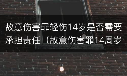 故意伤害罪轻伤14岁是否需要承担责任（故意伤害罪14周岁）