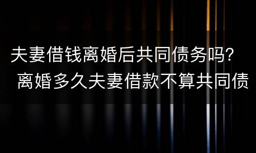 夫妻借钱离婚后共同债务吗？ 离婚多久夫妻借款不算共同债务