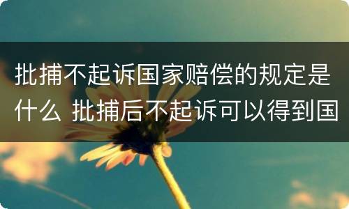 批捕不起诉国家赔偿的规定是什么 批捕后不起诉可以得到国家赔偿吗?