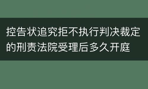 控告状追究拒不执行判决裁定的刑责法院受理后多久开庭