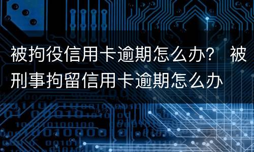 被拘役信用卡逾期怎么办？ 被刑事拘留信用卡逾期怎么办