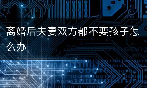 离婚后夫妻双方都不要孩子怎么办