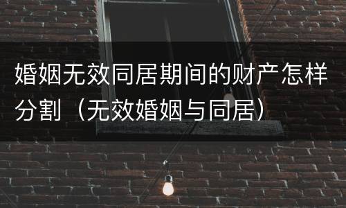 婚姻无效同居期间的财产怎样分割（无效婚姻与同居）