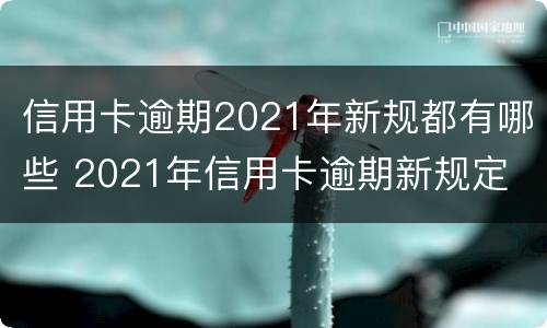 信用卡逾期2021年新规都有哪些 2021年信用卡逾期新规定