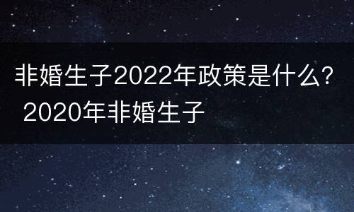 非婚生子2022年政策是什么？ 2020年非婚生子