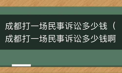成都打一场民事诉讼多少钱（成都打一场民事诉讼多少钱啊）