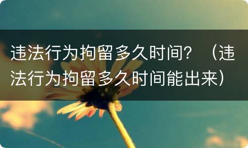 违法行为拘留多久时间？（违法行为拘留多久时间能出来）