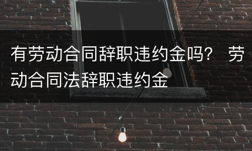 有劳动合同辞职违约金吗？ 劳动合同法辞职违约金
