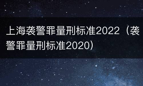 上海袭警罪量刑标准2022（袭警罪量刑标准2020）