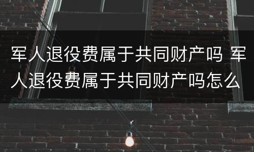 军人退役费属于共同财产吗 军人退役费属于共同财产吗怎么算