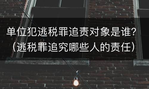 单位犯逃税罪追责对象是谁？（逃税罪追究哪些人的责任）