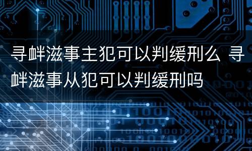 寻衅滋事主犯可以判缓刑么 寻衅滋事从犯可以判缓刑吗