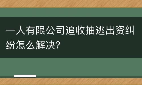 一人有限公司追收抽逃出资纠纷怎么解决？