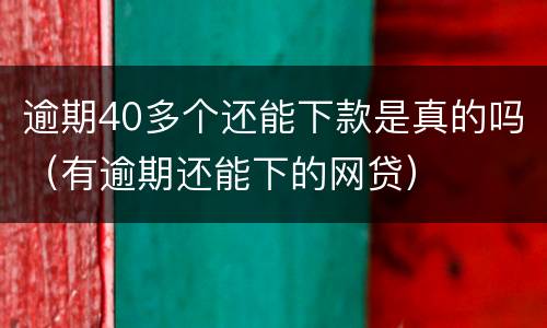 逾期40多个还能下款是真的吗（有逾期还能下的网贷）