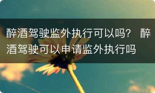 醉酒驾驶监外执行可以吗？ 醉酒驾驶可以申请监外执行吗