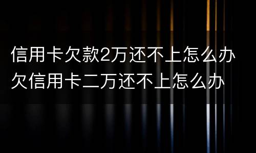 信用卡欠款2万还不上怎么办 欠信用卡二万还不上怎么办