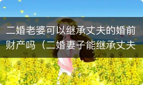 二婚老婆可以继承丈夫的婚前财产吗（二婚妻子能继承丈夫继续的遗产吗?）