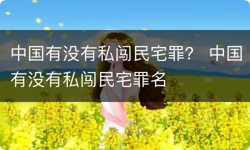 中国有没有私闯民宅罪？ 中国有没有私闯民宅罪名