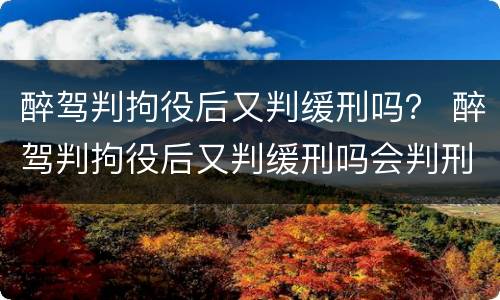 醉驾判拘役后又判缓刑吗？ 醉驾判拘役后又判缓刑吗会判刑吗